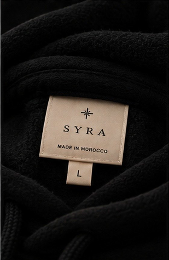 Hoodie MUSTAHIL Noir, étiquette
